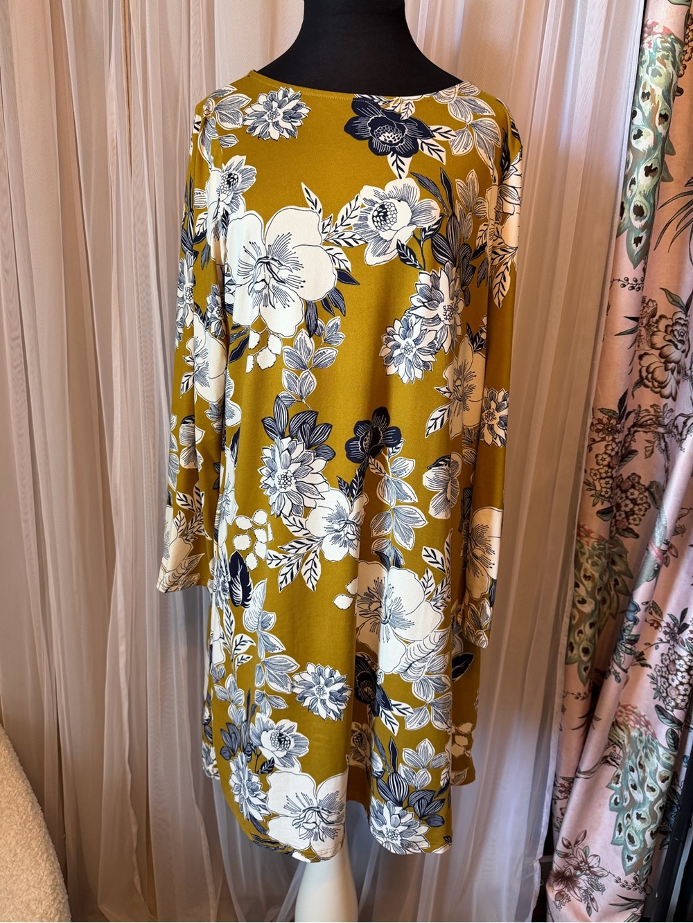 Betsey’s Boutique Shop Mustard Floral Swing Dress